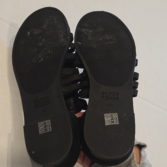 Eileen Fisher Stylish Black Gladiator Sandals 6.5 Black - Picture 5 of 10